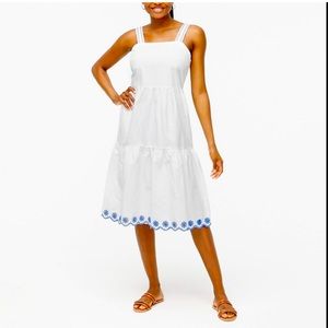 J. Crew Embroidered Saffron scalloped tiered white dress